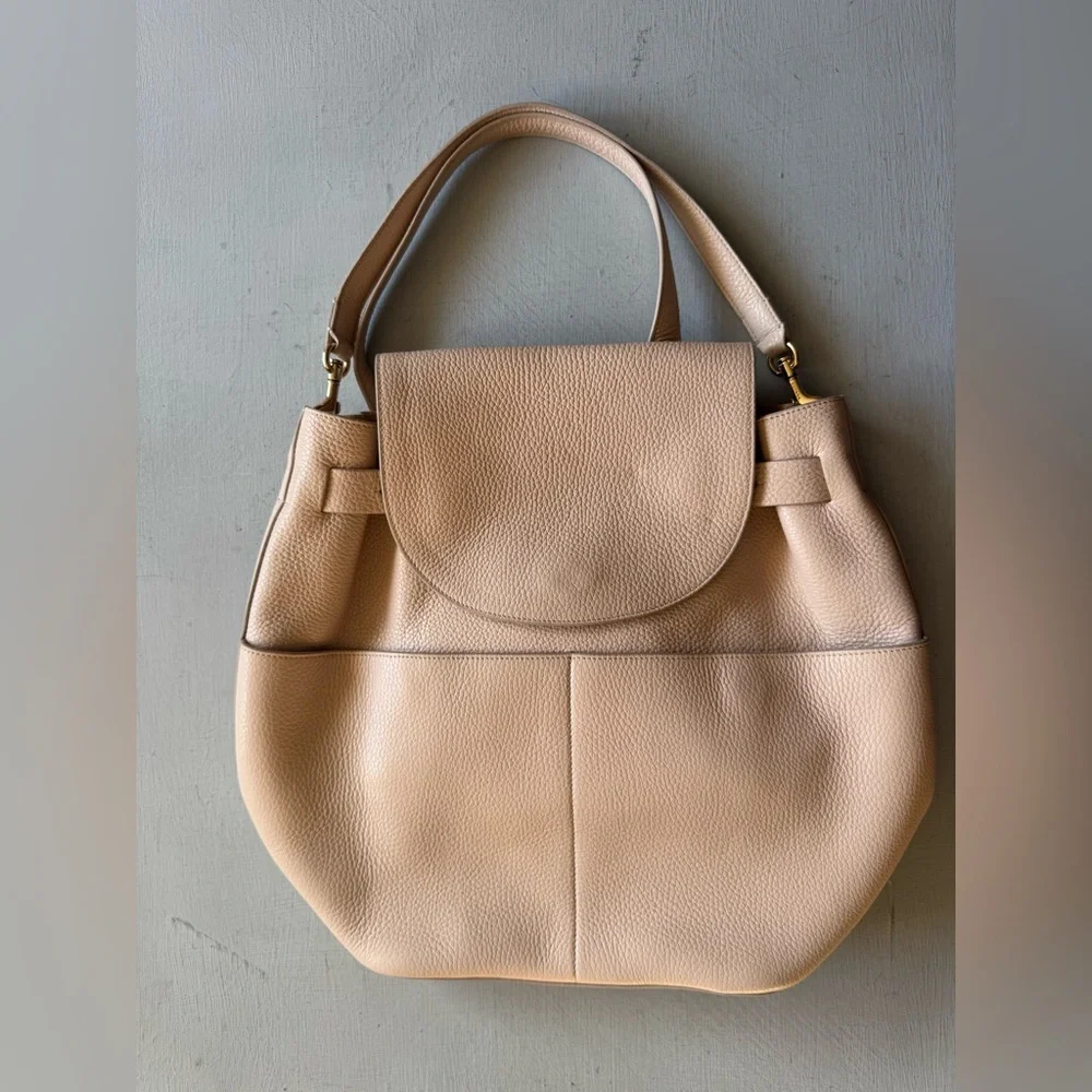 CUYANA Pebbled Leather Backpack in Blush